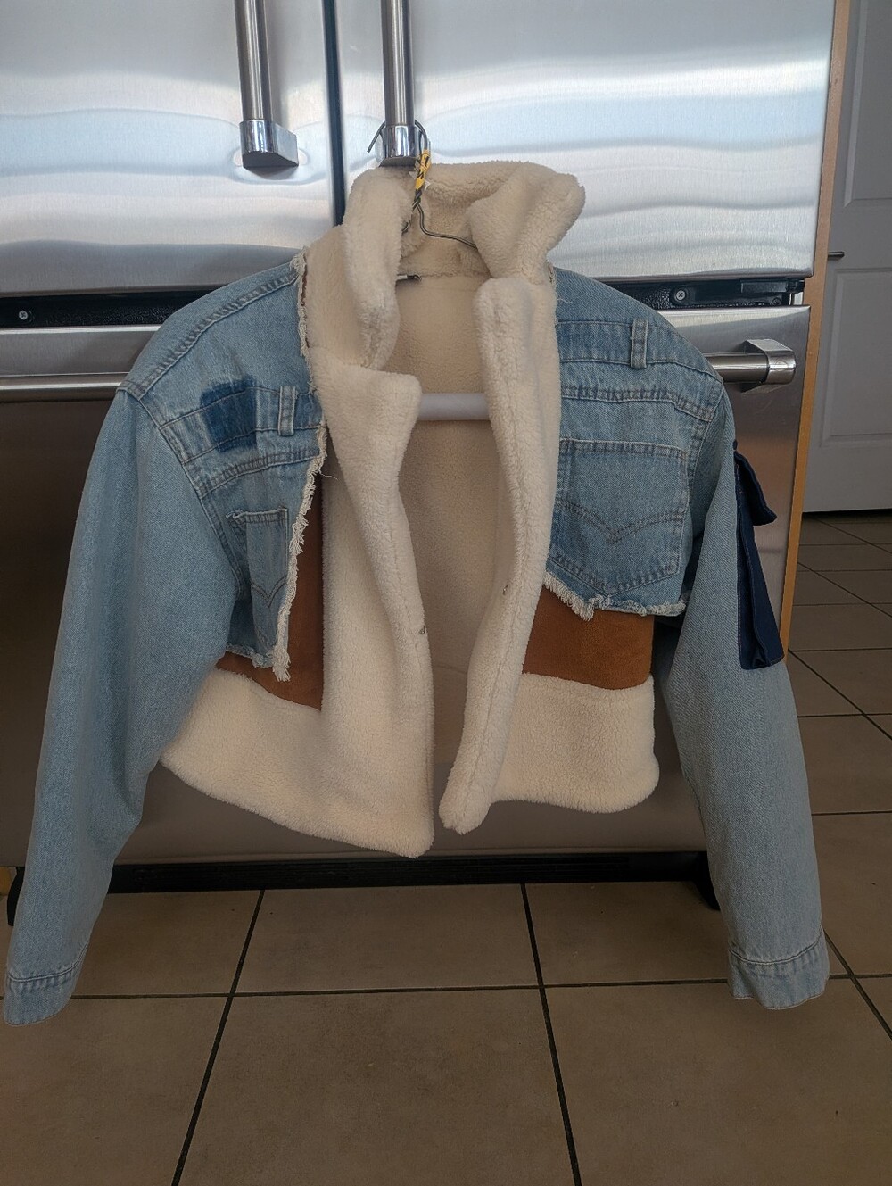 Cropped Fleece Denim Jacket